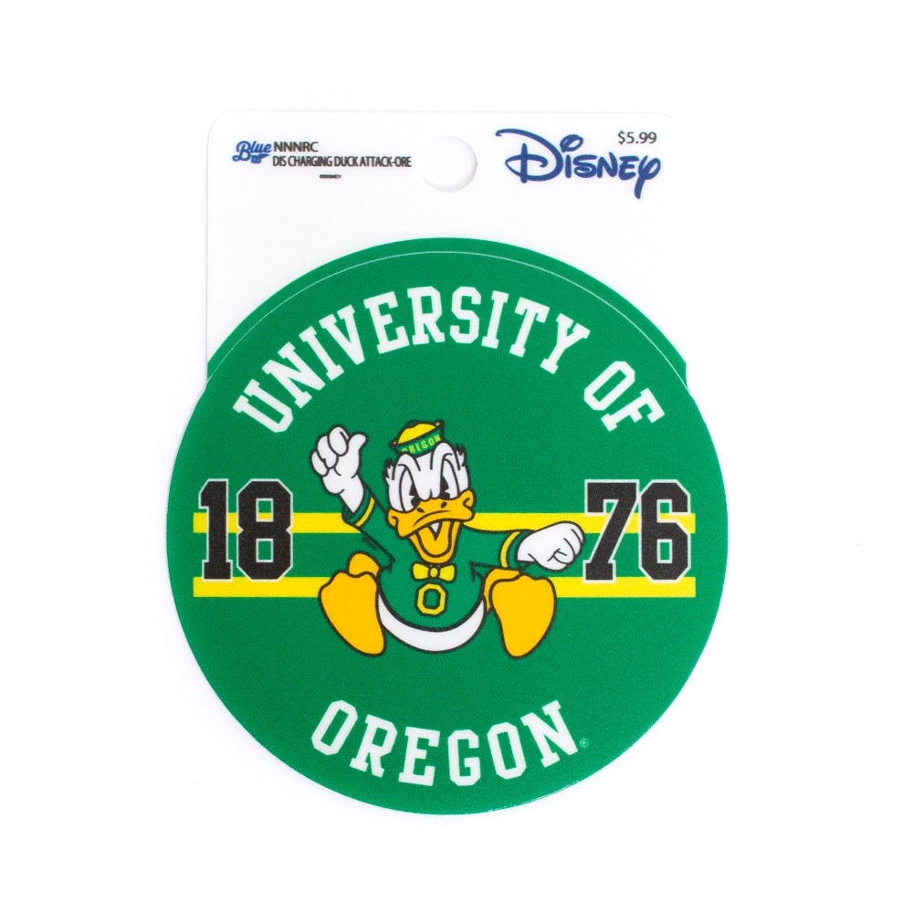 1876, Blue 84, Green, Stickers, Gifts, 3"x4", University of Oregon, Charging Duck, 754021